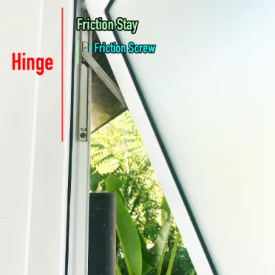 Top hung window hinge and screw