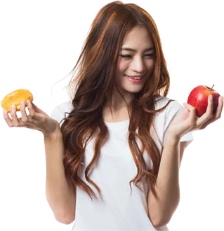 Girl that compare apples